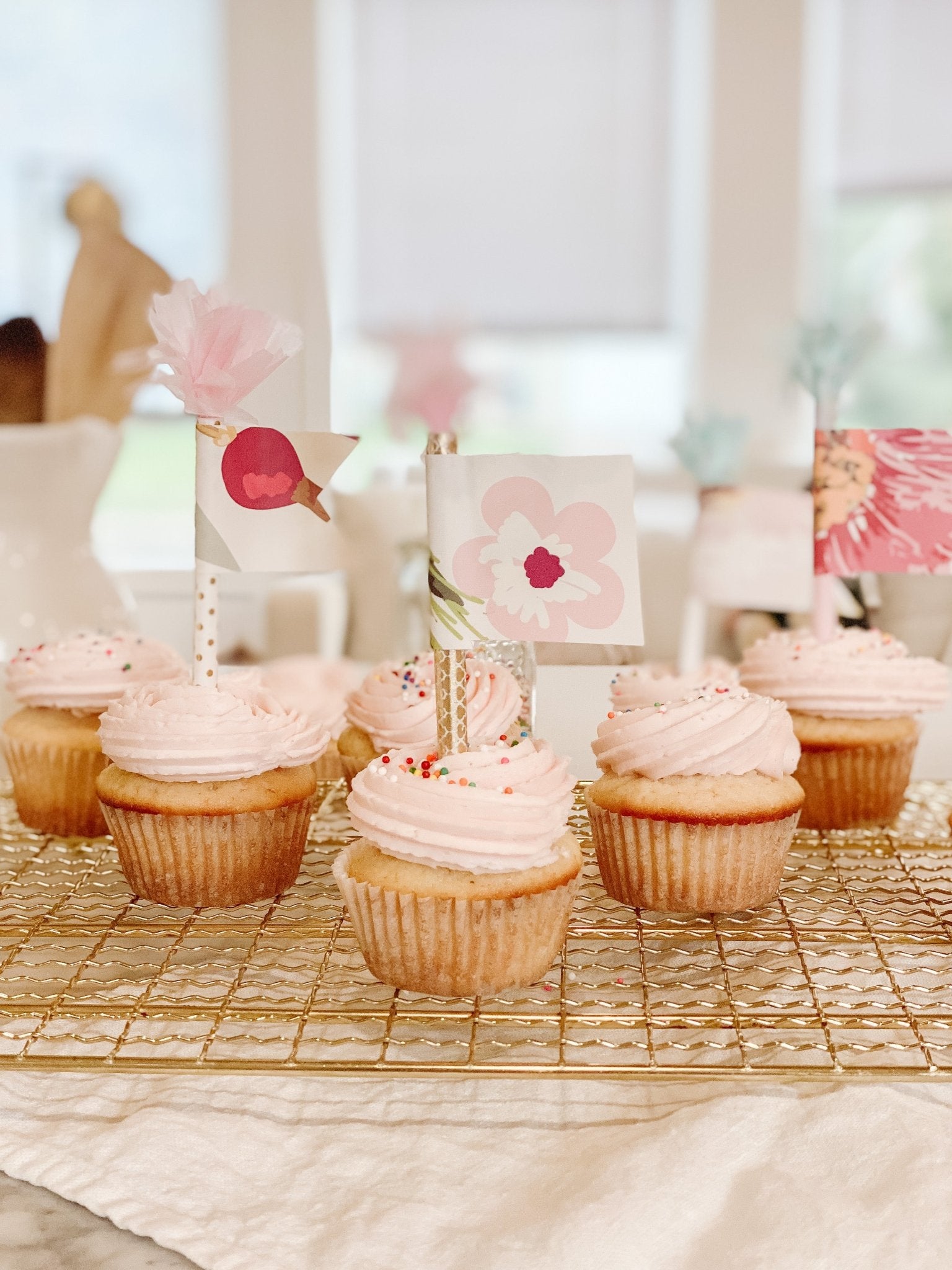 DIY: cupcake toppers using leftover wallpaper!
