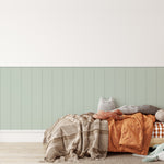 Peel and stick beadboard wainscoting in a cottage-style kids’ room