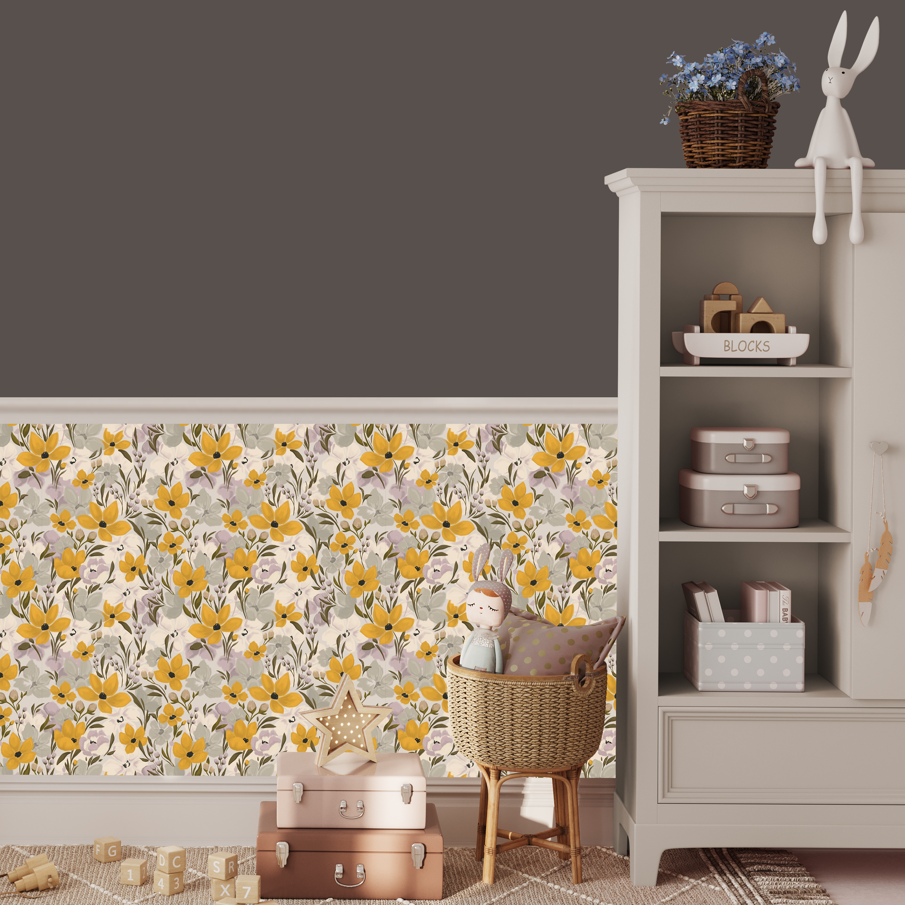 Marilla Yellow Floral Wallpaper