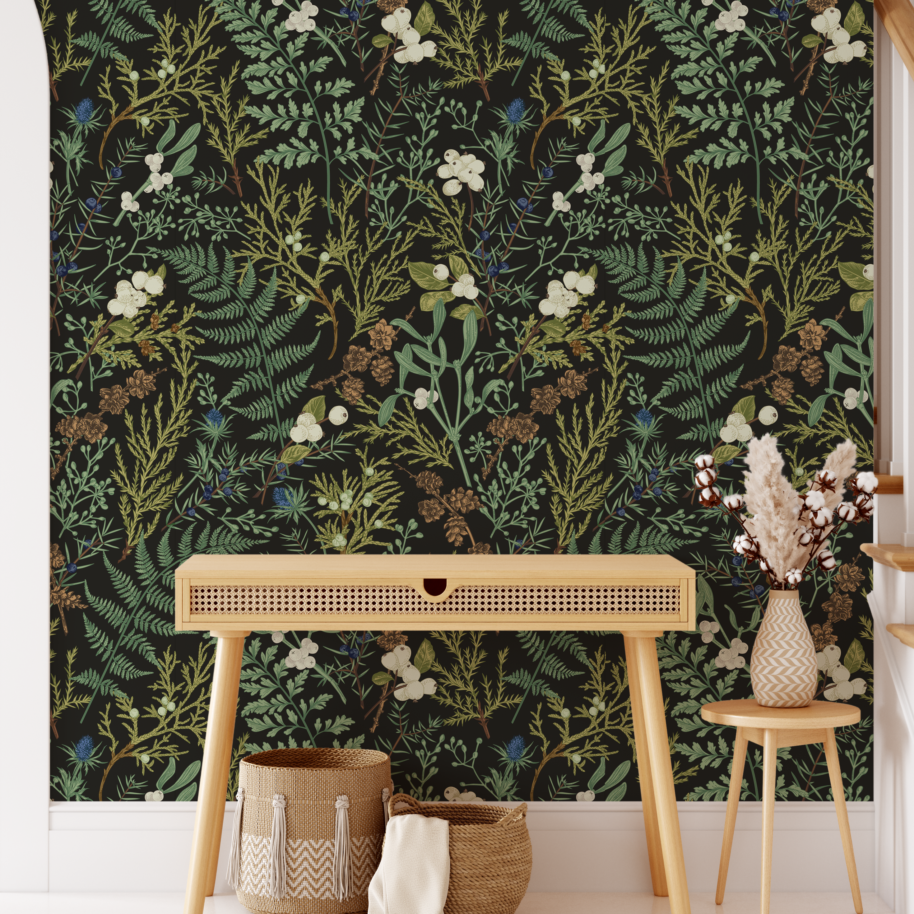 Dark Botanical Peel and Stick Wallpaper