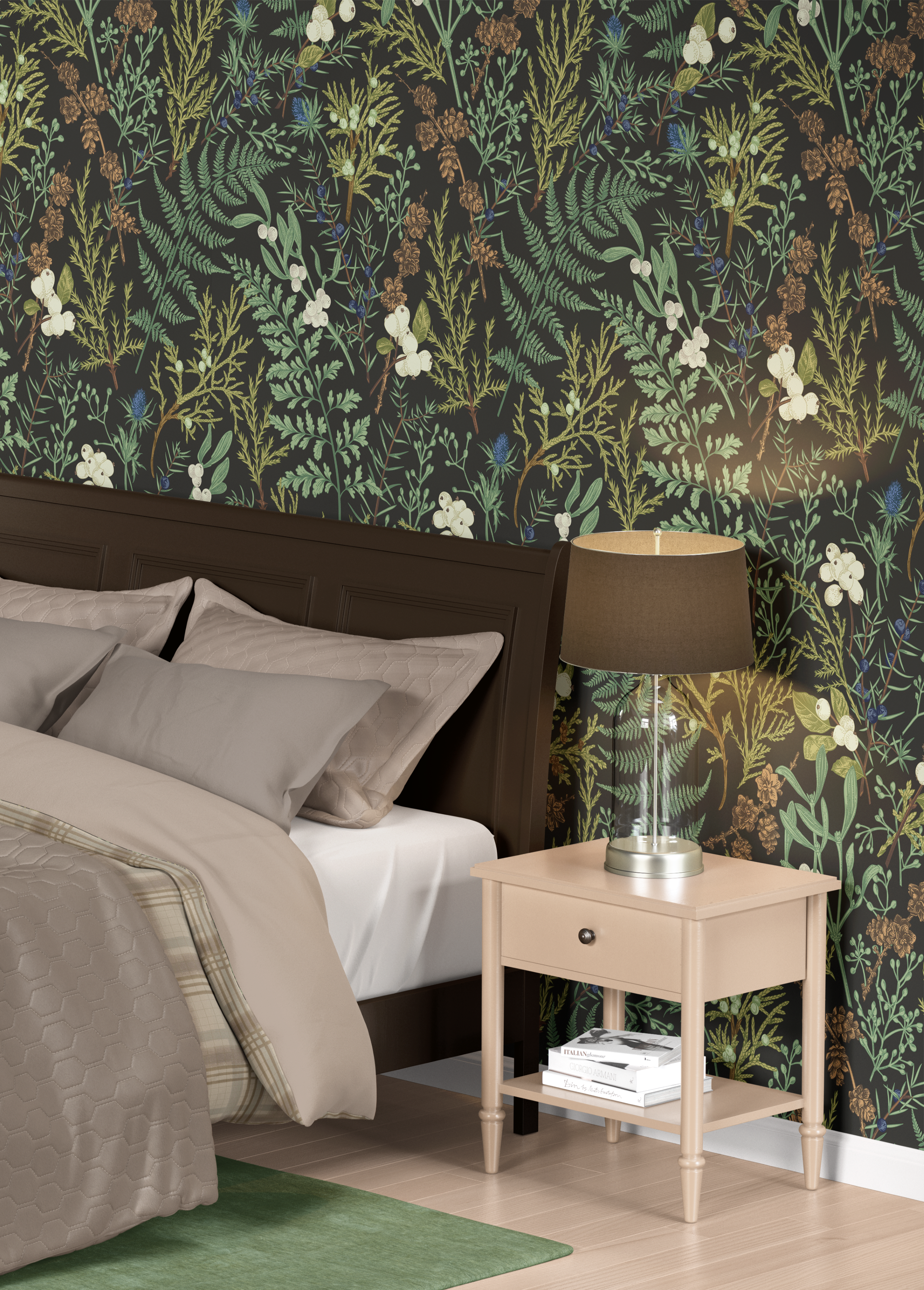 Dark Botanical Peel and Stick Wallpaper
