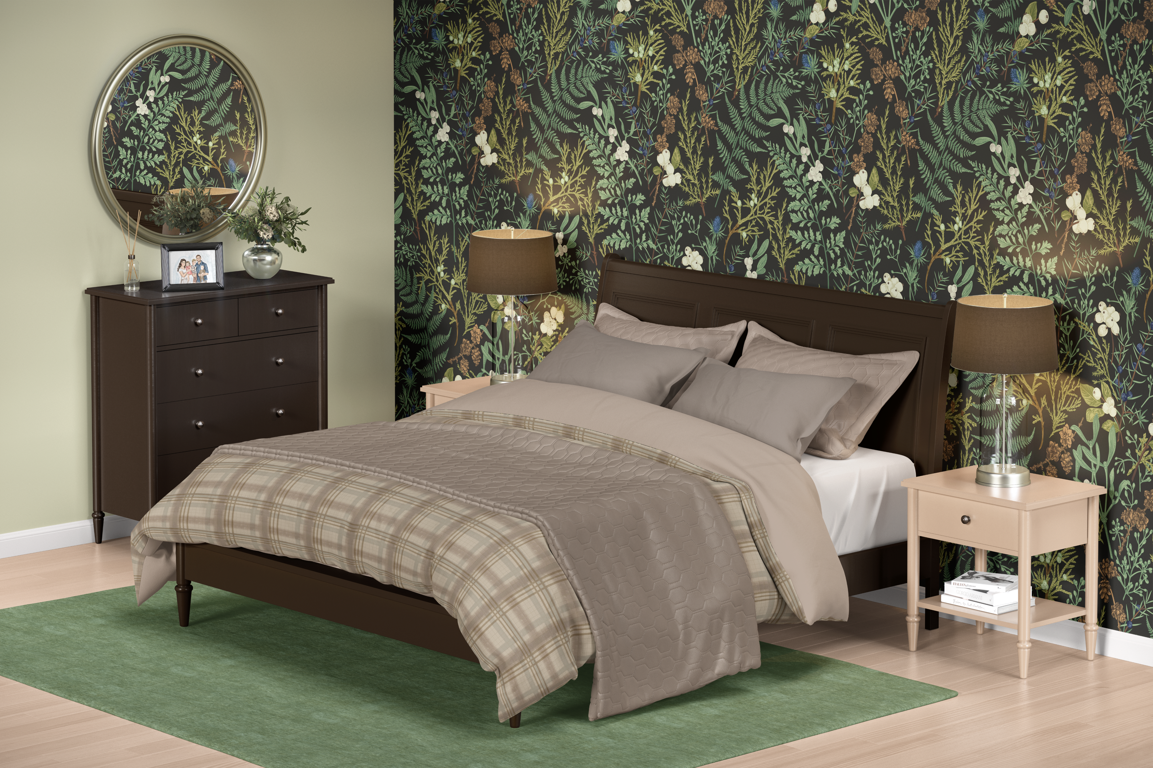 Dark Botanical Peel and Stick Wallpaper