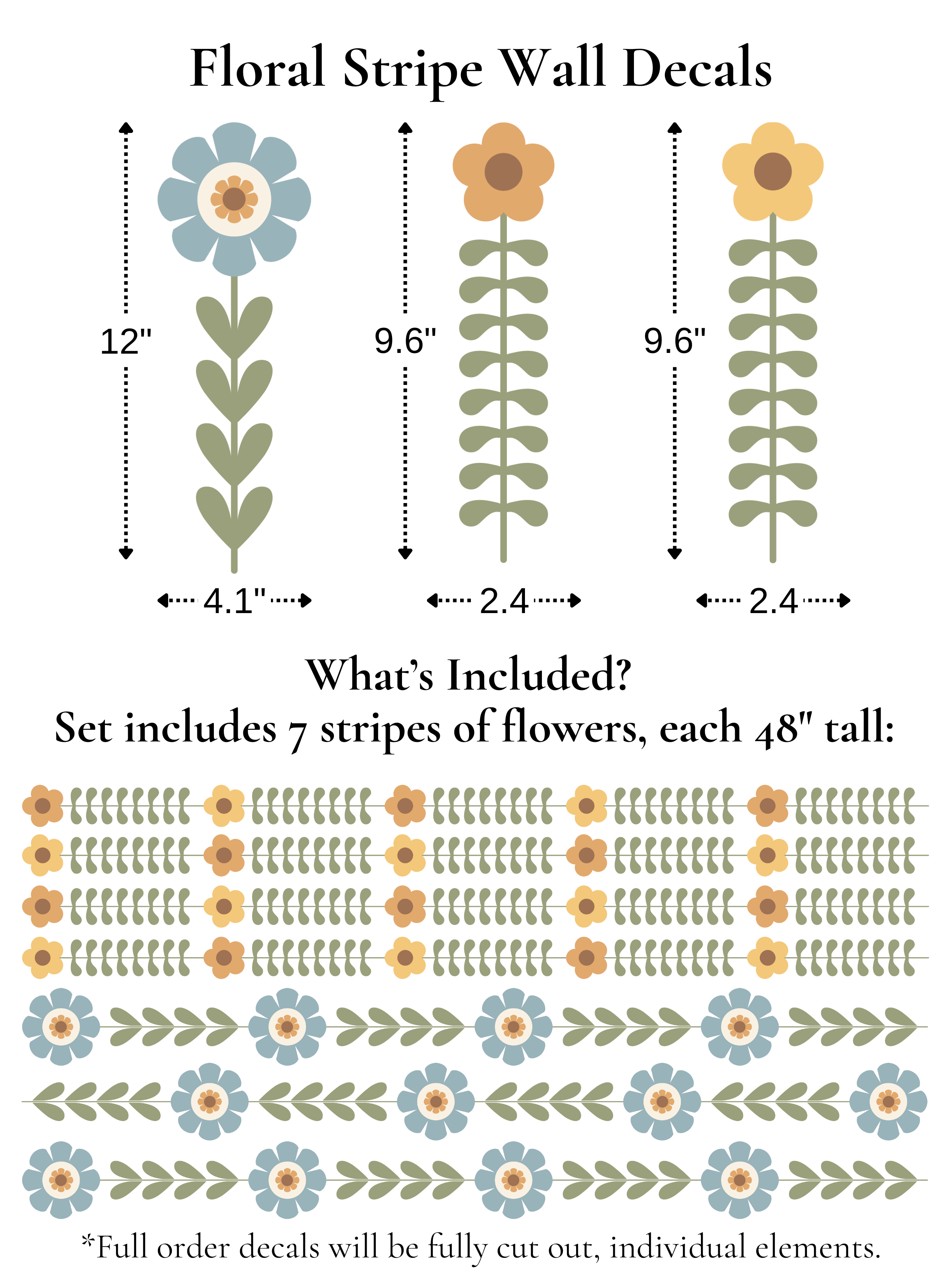 Floral Stripe Wall Decals