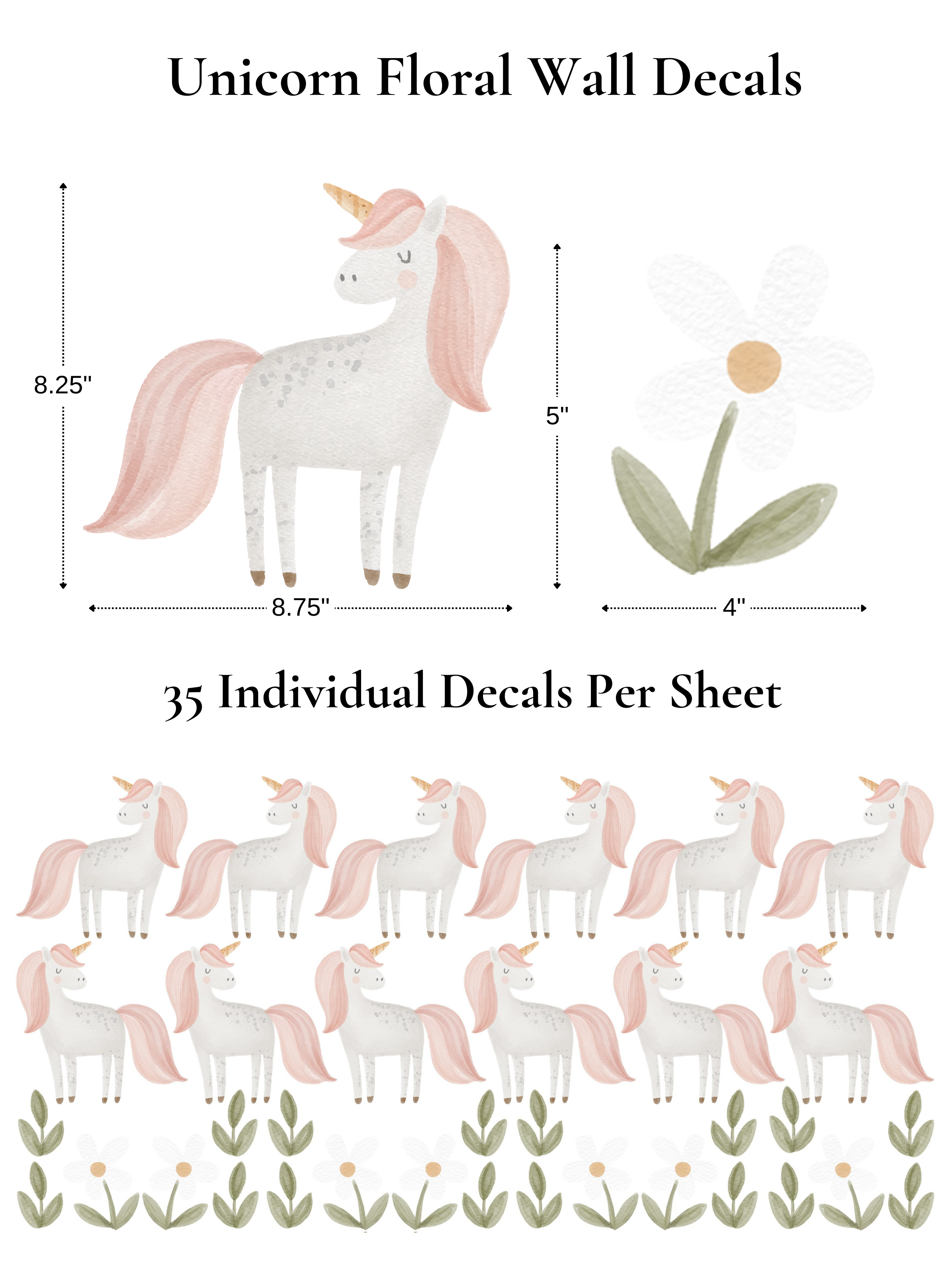 Unicorn Floral Wall Stickers