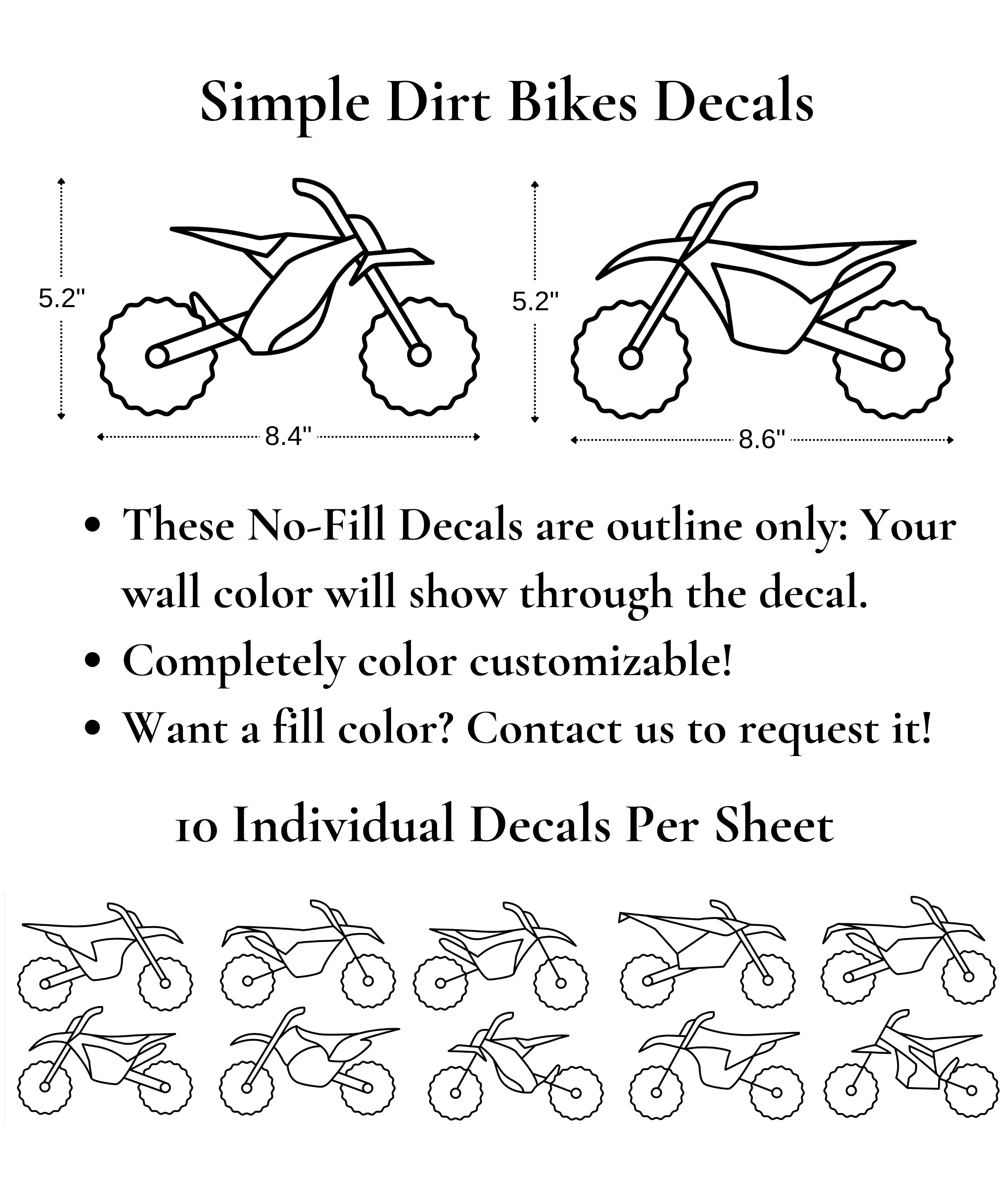 Simple Dirt Bike Decals (Peel and Stick Decals)