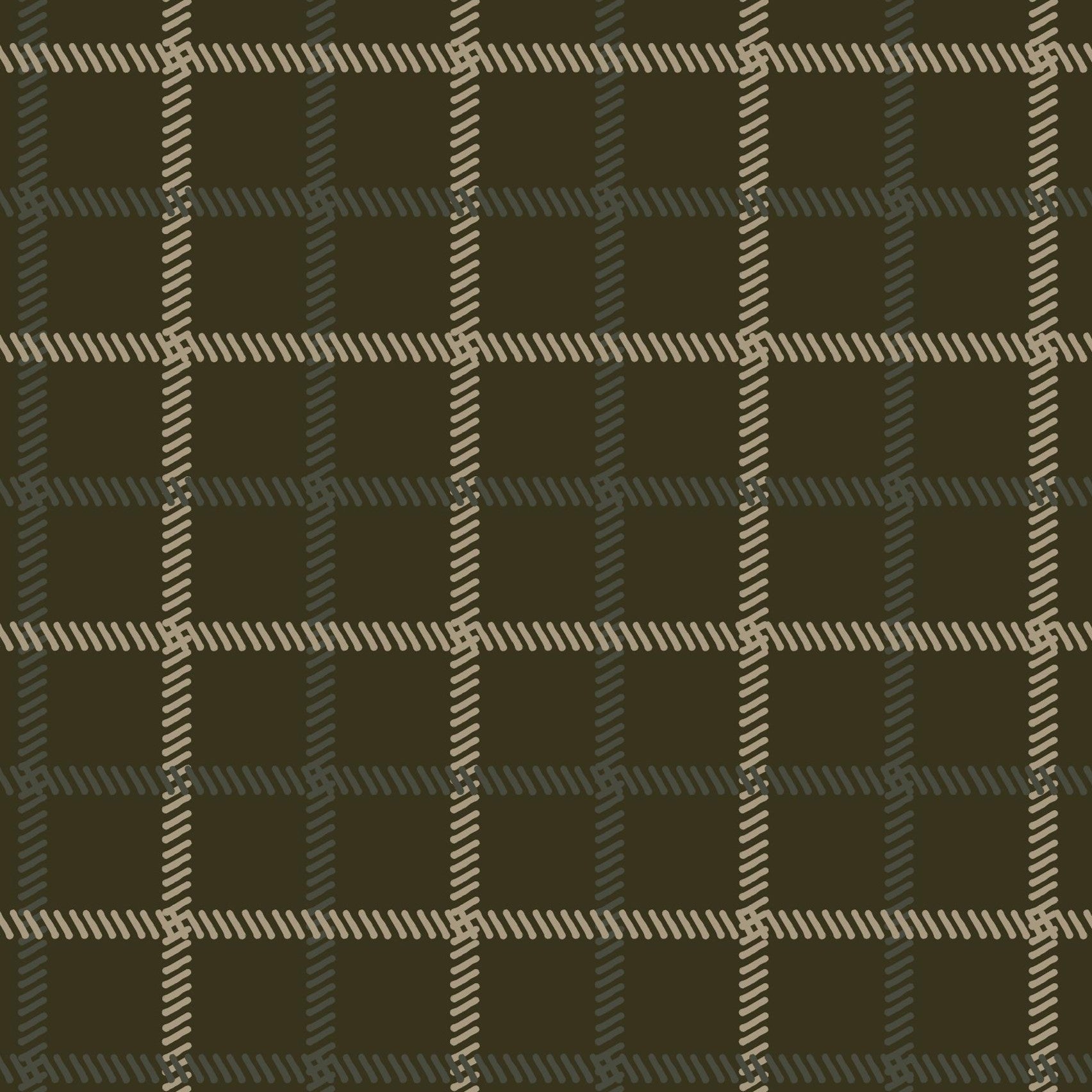 Close-up of modern green check wallpaper showing thin intersecting grid lines
