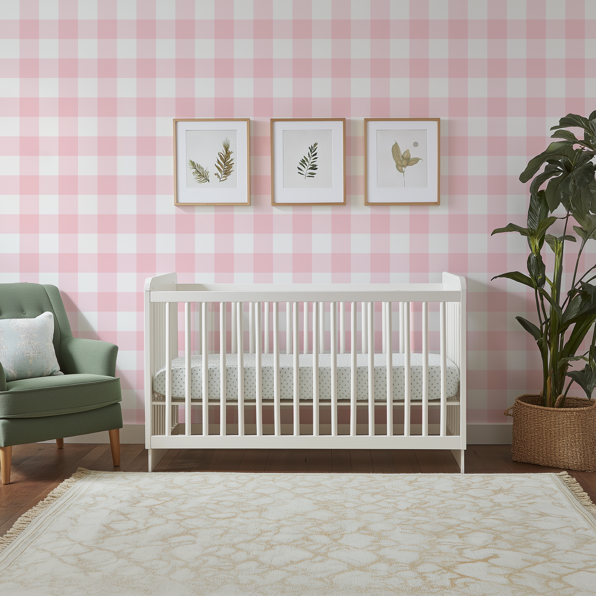 Pink Gingham Wallpaper