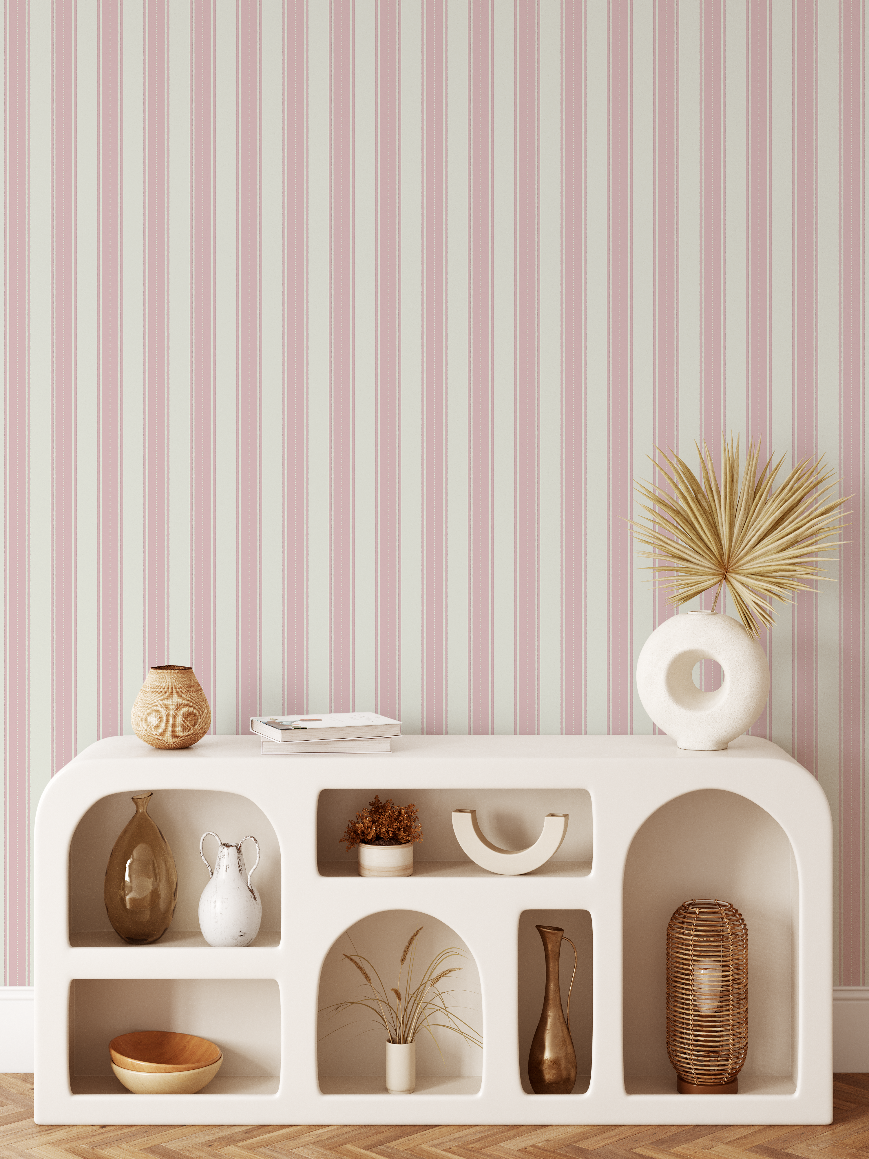 Pink dotted stripe wallpaper for modern home decor