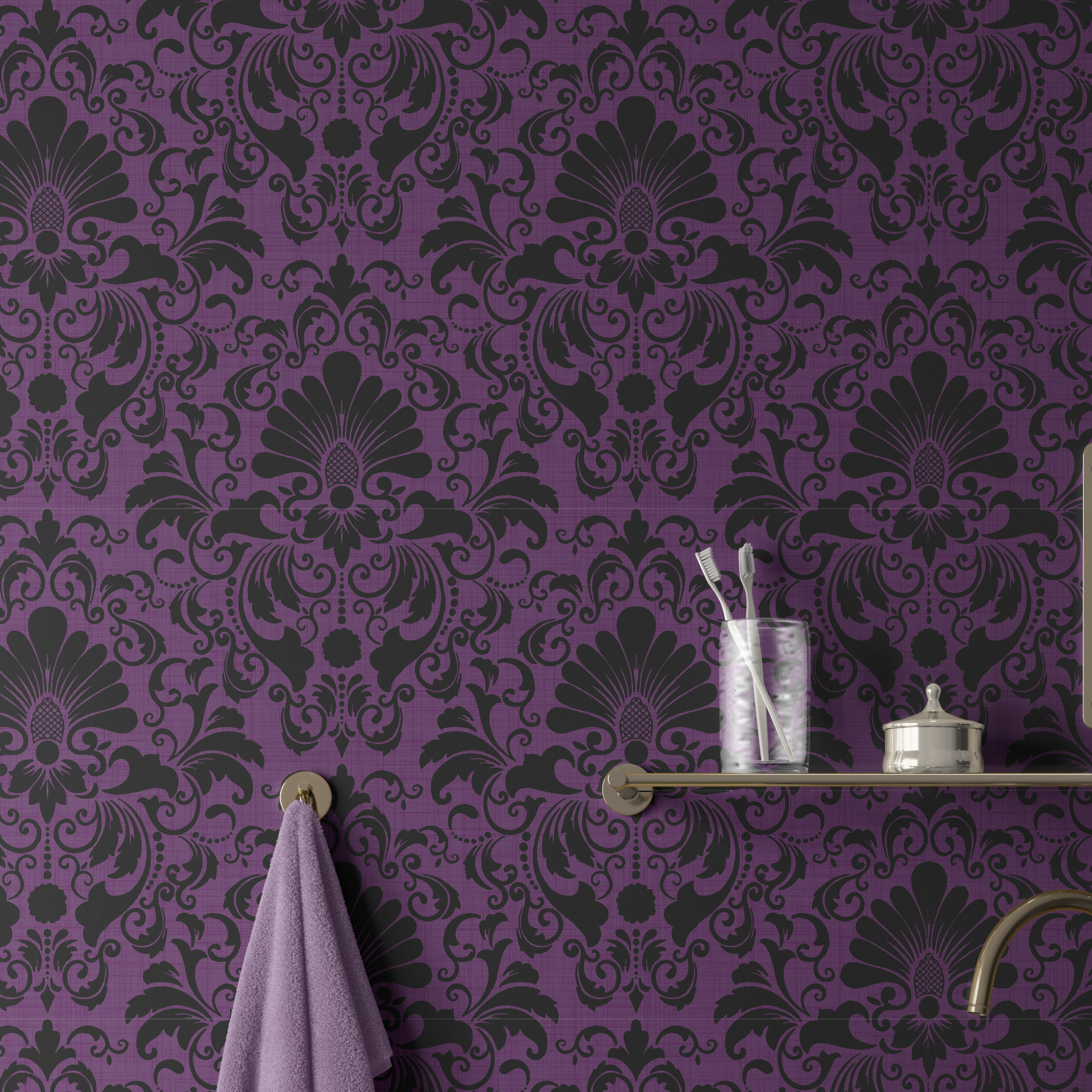 Purple Damask Wallpaper