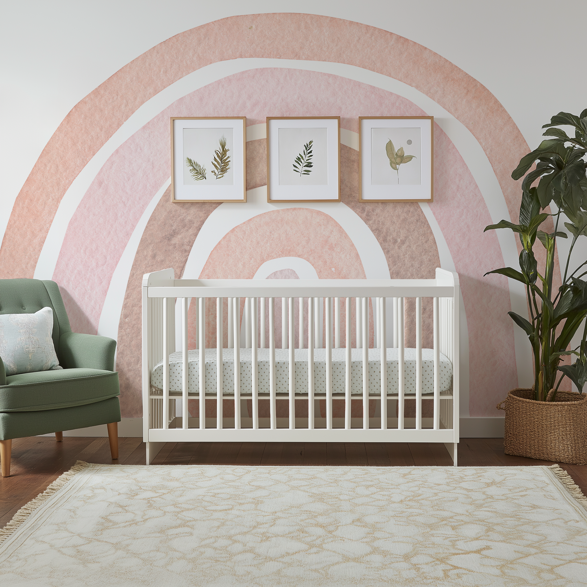 Pink Rainbow Wall Mural for Nursery and Girls Bedroom