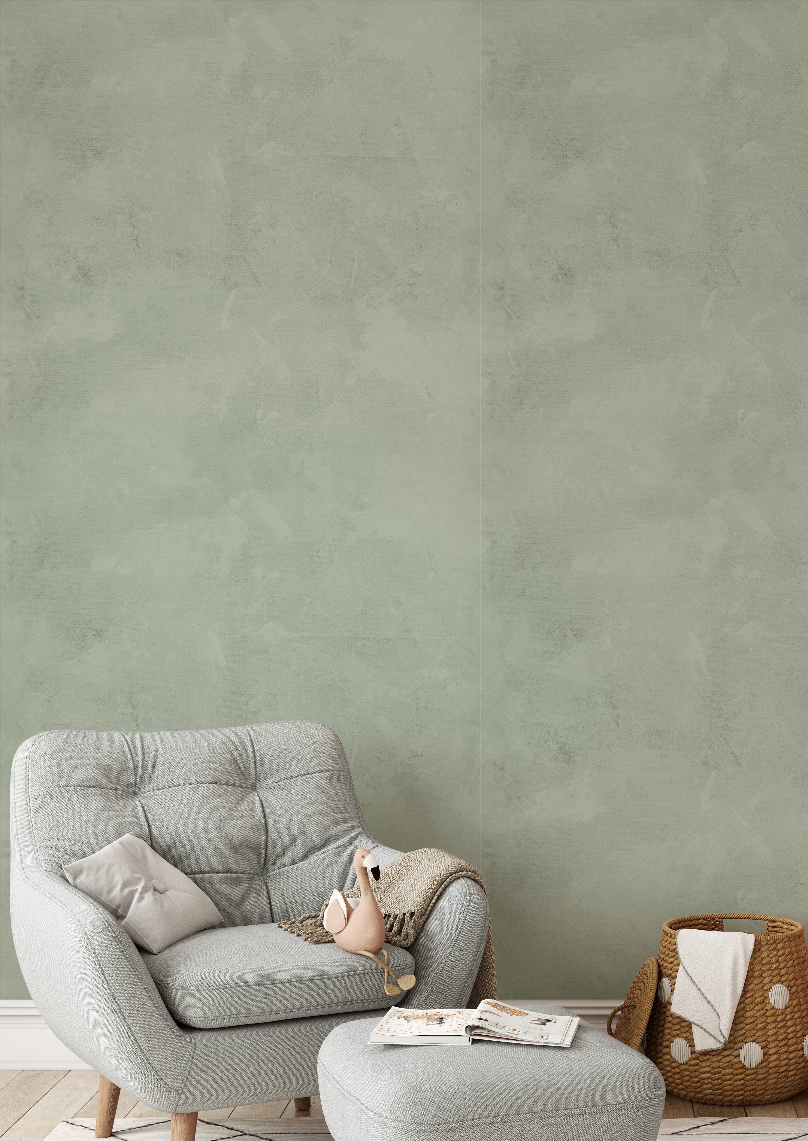Sage Green Limewash Peel and Stick Wallpaper