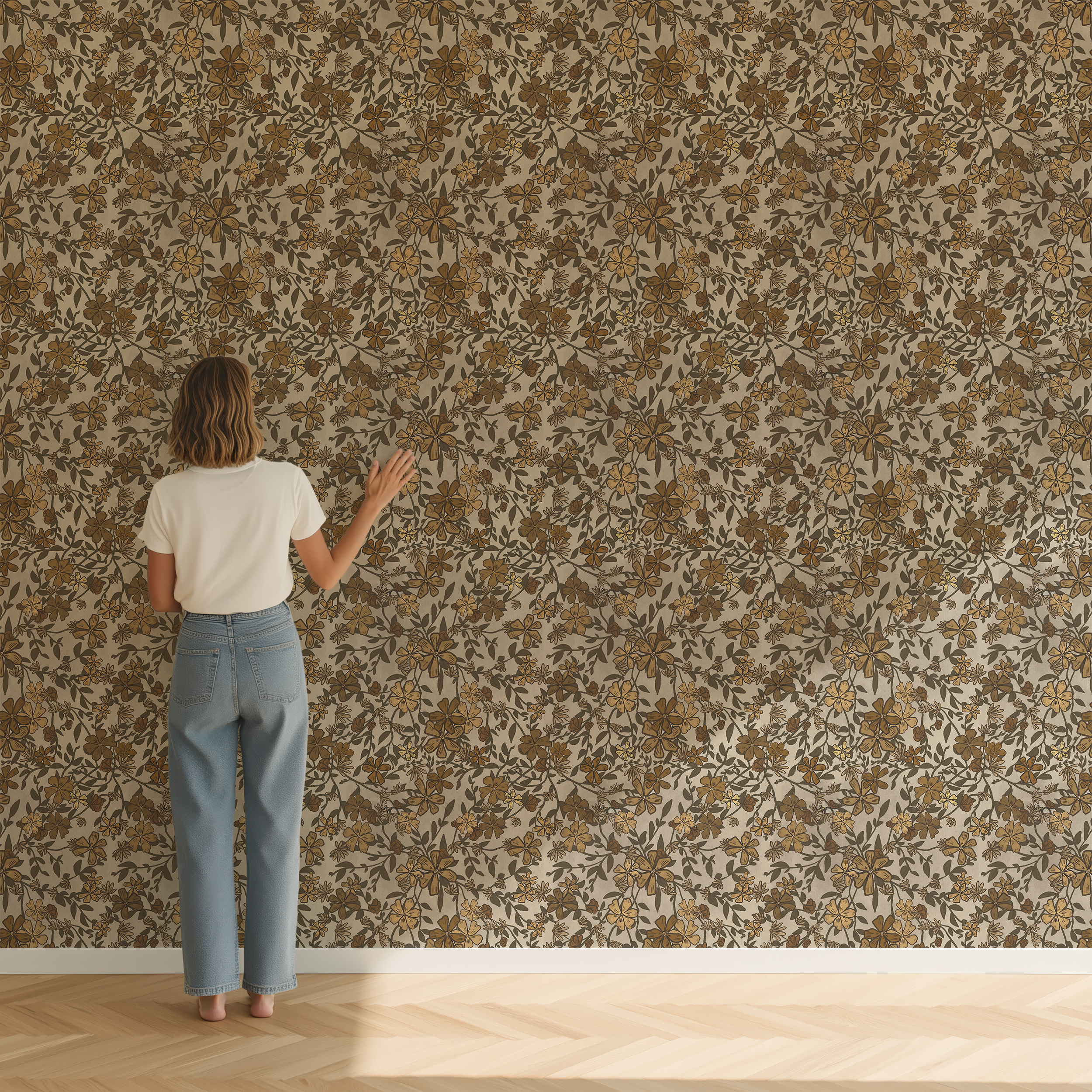 Subtle Floral Peel and Stick Wallpaper (Self-Adhesive)