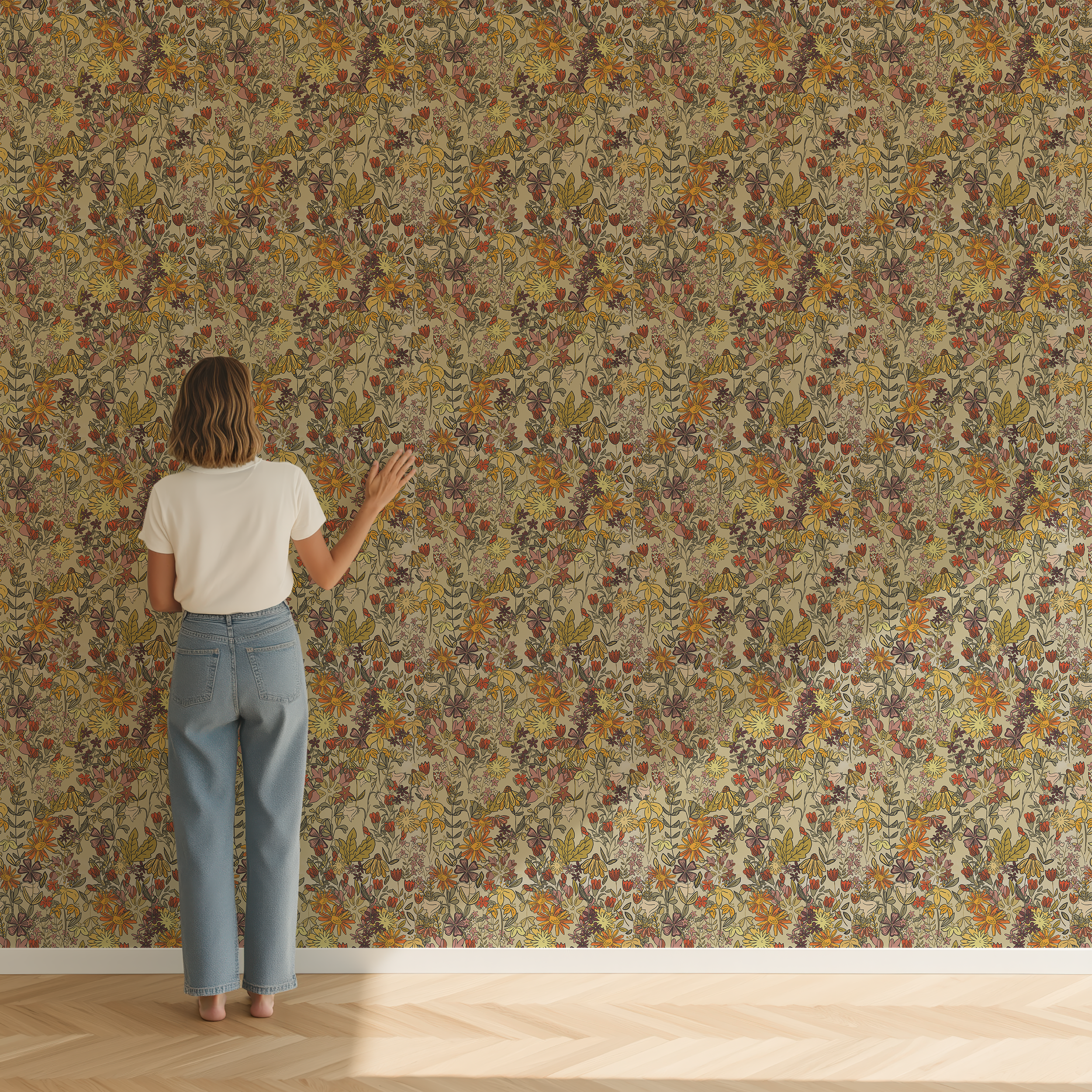 Summertime Floral Peel and Stick Wallpaper