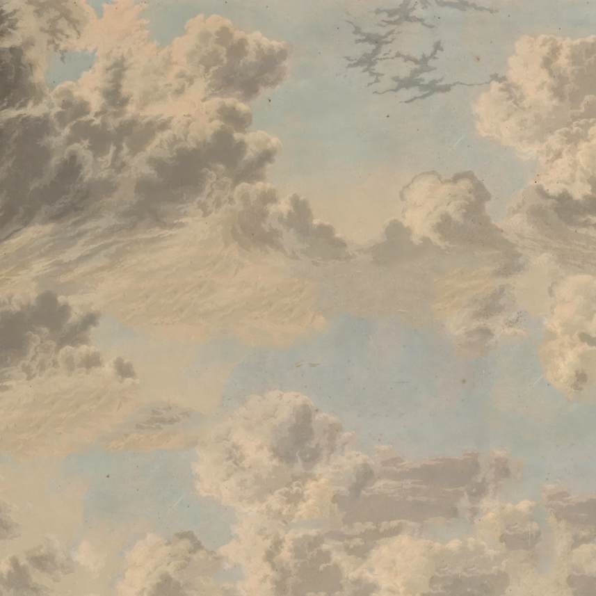 Close-up of the Vintage Sky Wall Mural showing painterly clouds and aged fresco details