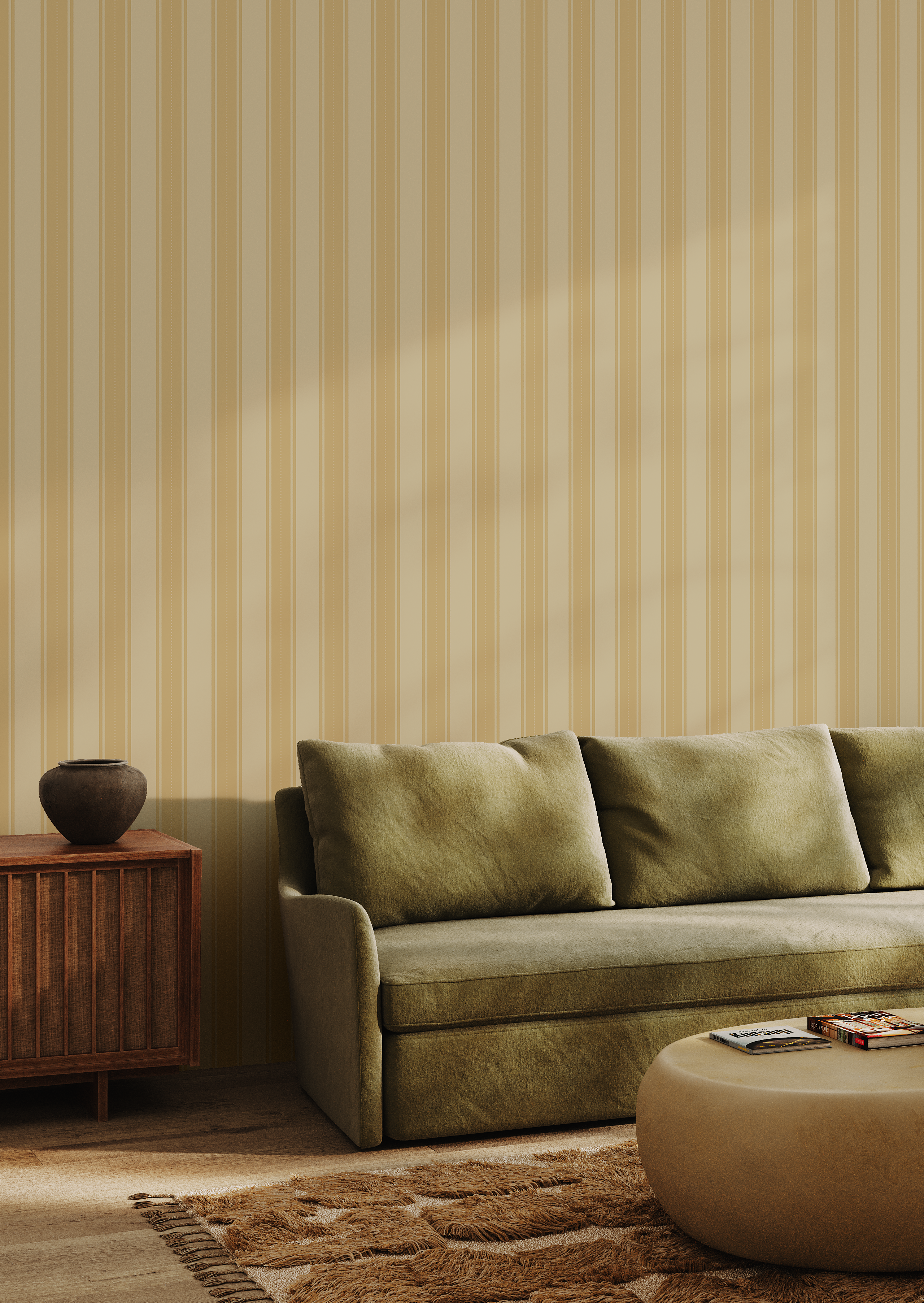 Lemon Yellow Stripe Wallpaper