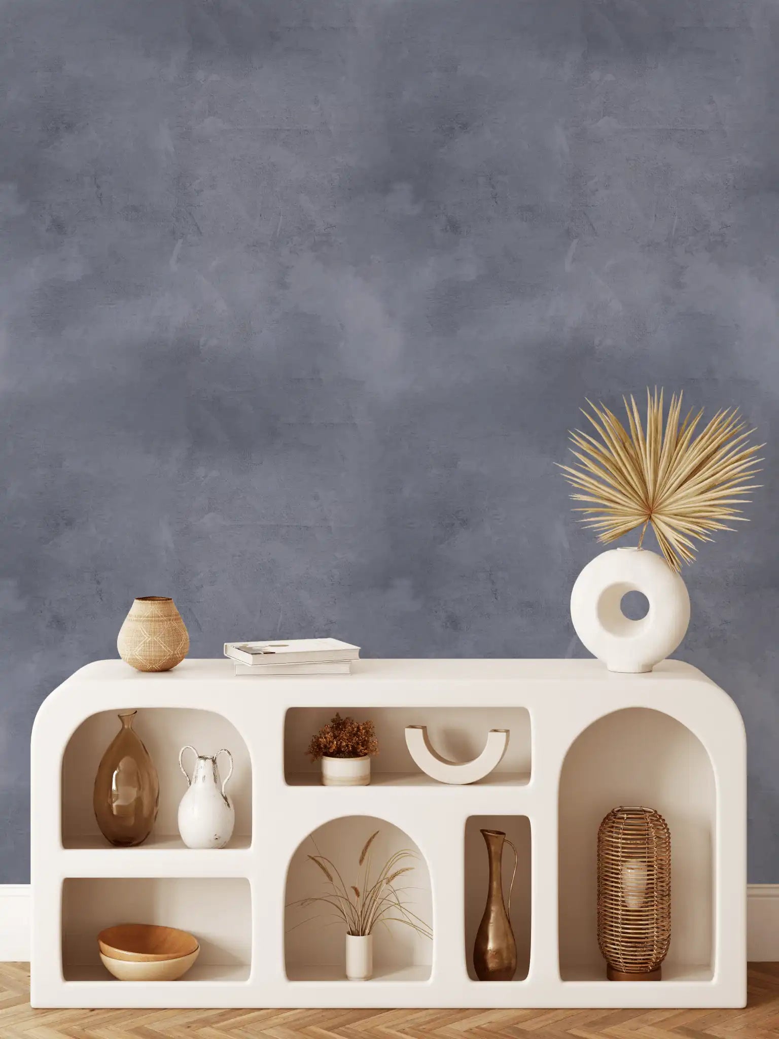 lime wash wallpaper in blue