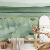 Easy Hang Wallpaper - wall mural - Painted Landscape - green wallpaper