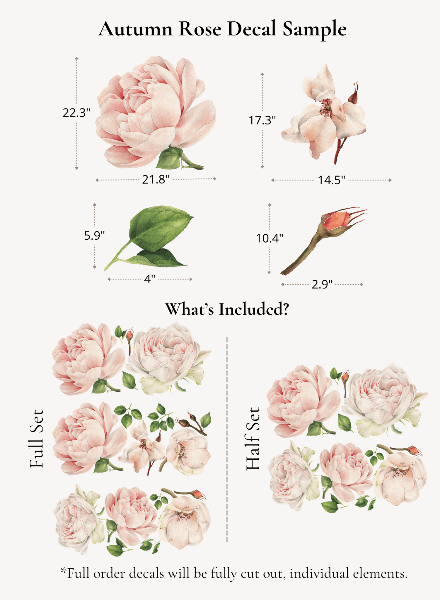 Autumn Rose Floral Wall Decals