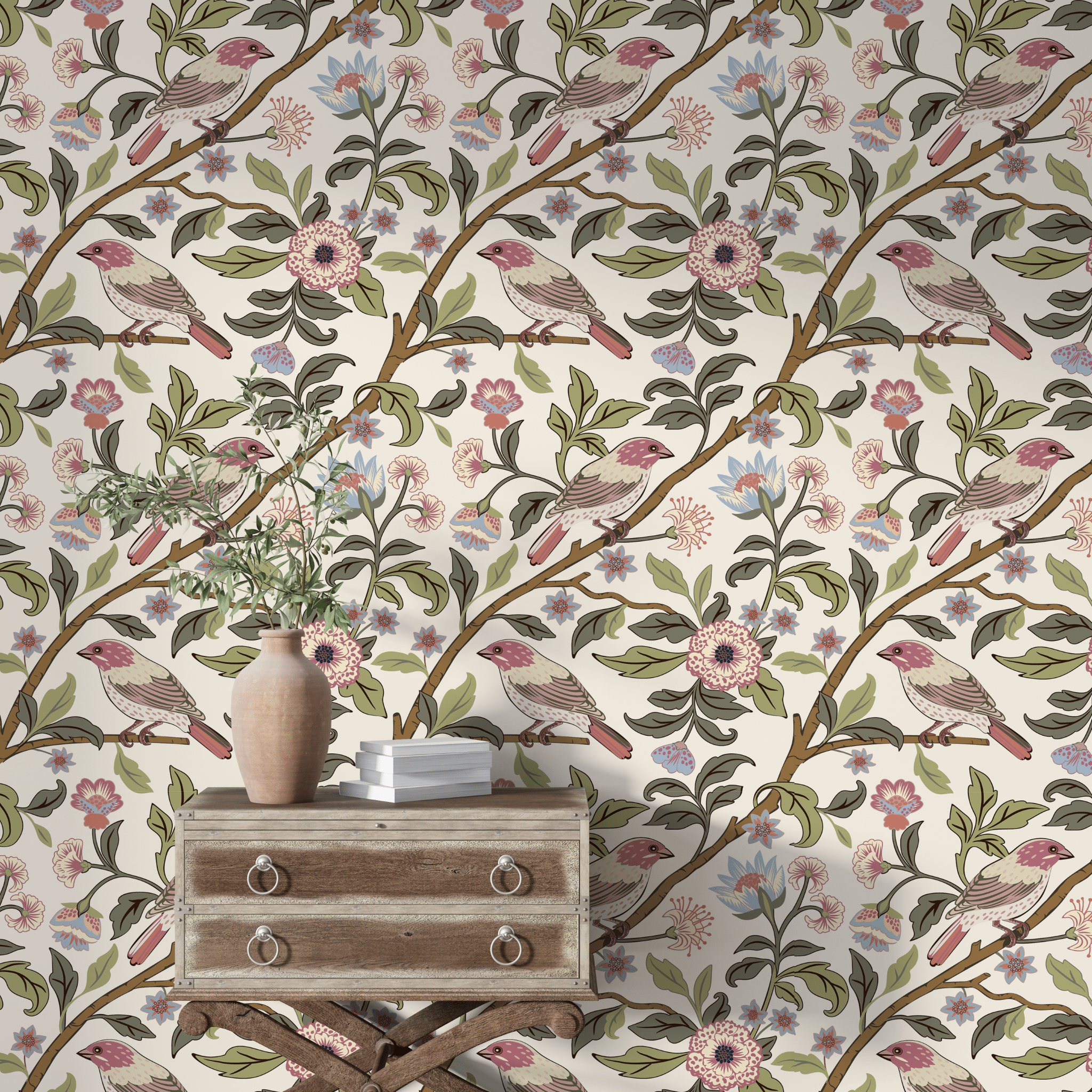 Birds and Flowers Wallpaper