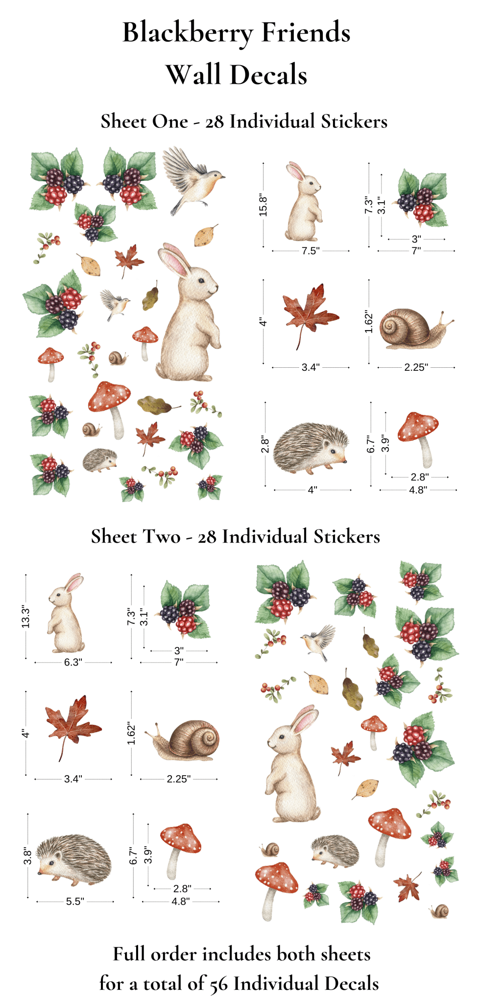 Blackberry Friends Wall Stickers (Peel and Stick Decals)