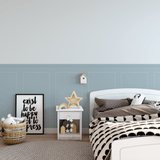 Blue peel and stick wall panels in a stylish kids' bedroom