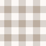 Close-up of brown gingham wallpaper pattern with soft beige and cream tones