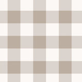Close-up of brown gingham wallpaper pattern with soft beige and cream tones