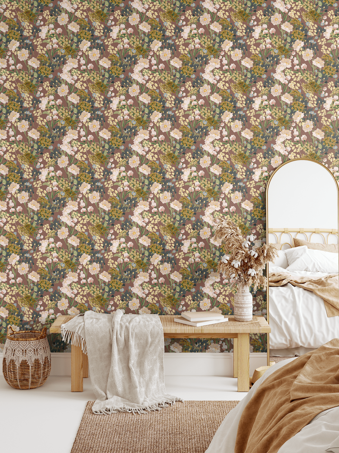 tiny floral wallpaper to update home decor