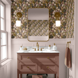 tiny floral wallpaper for home decor, brown burgundy red