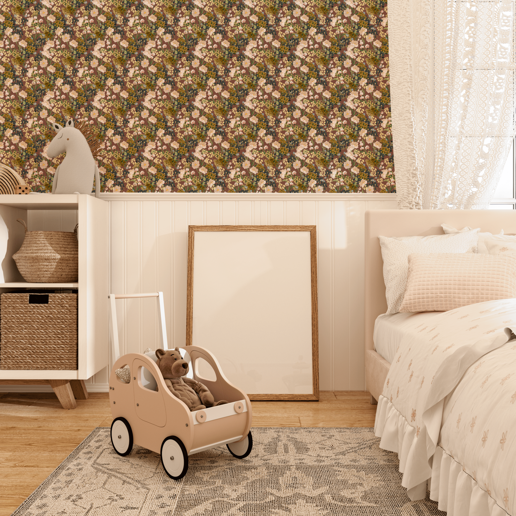 Burgundy Blooms Peel and Stick Wallpaper (Self-Adhesive)