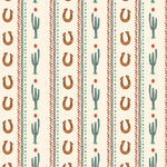Cactus Trail Western wallpaper with cactus and horseshoe pattern, close-up view