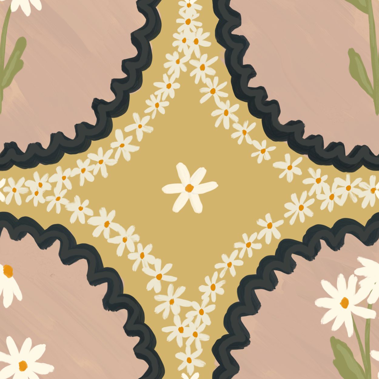 Dusty Pink Scallop Wallpaper