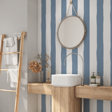 Eclectic Blue Stripe Wallpaper