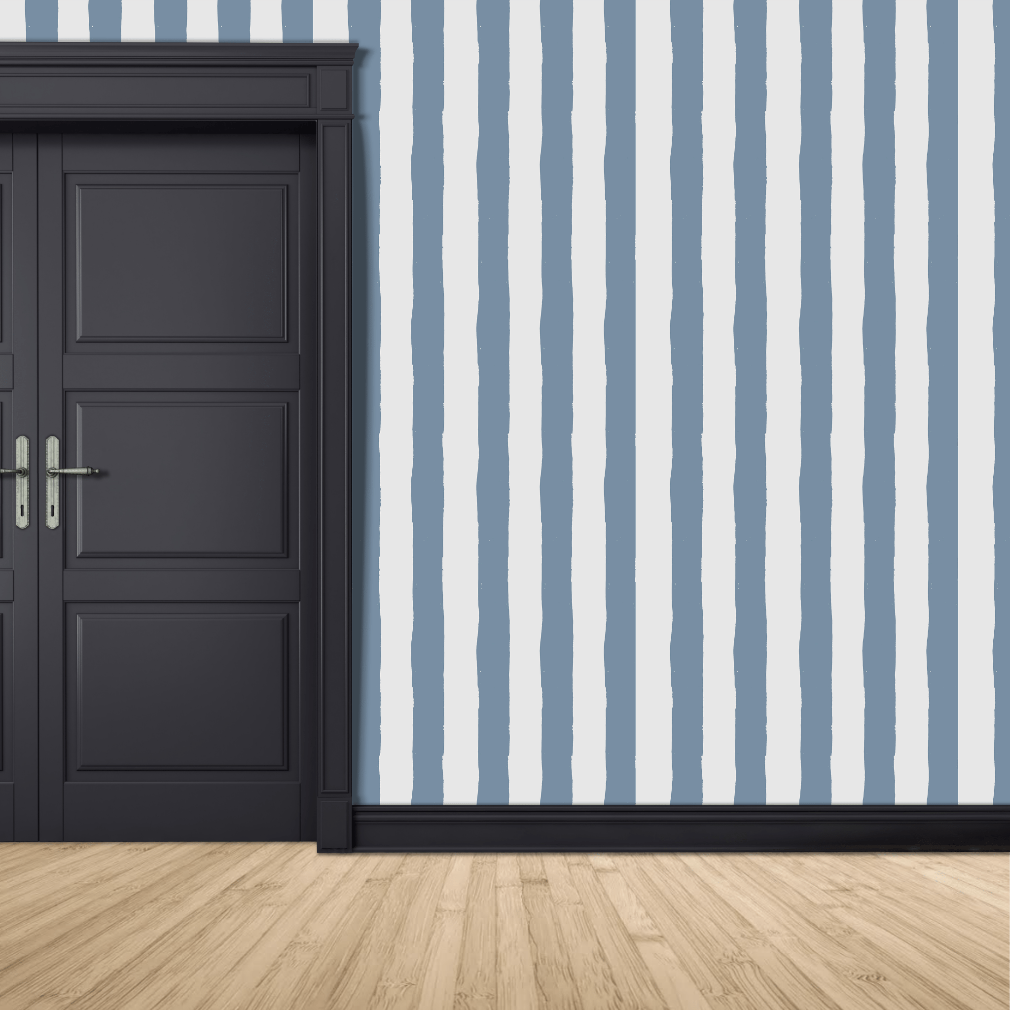 Eclectic Blue Stripe Wallpaper