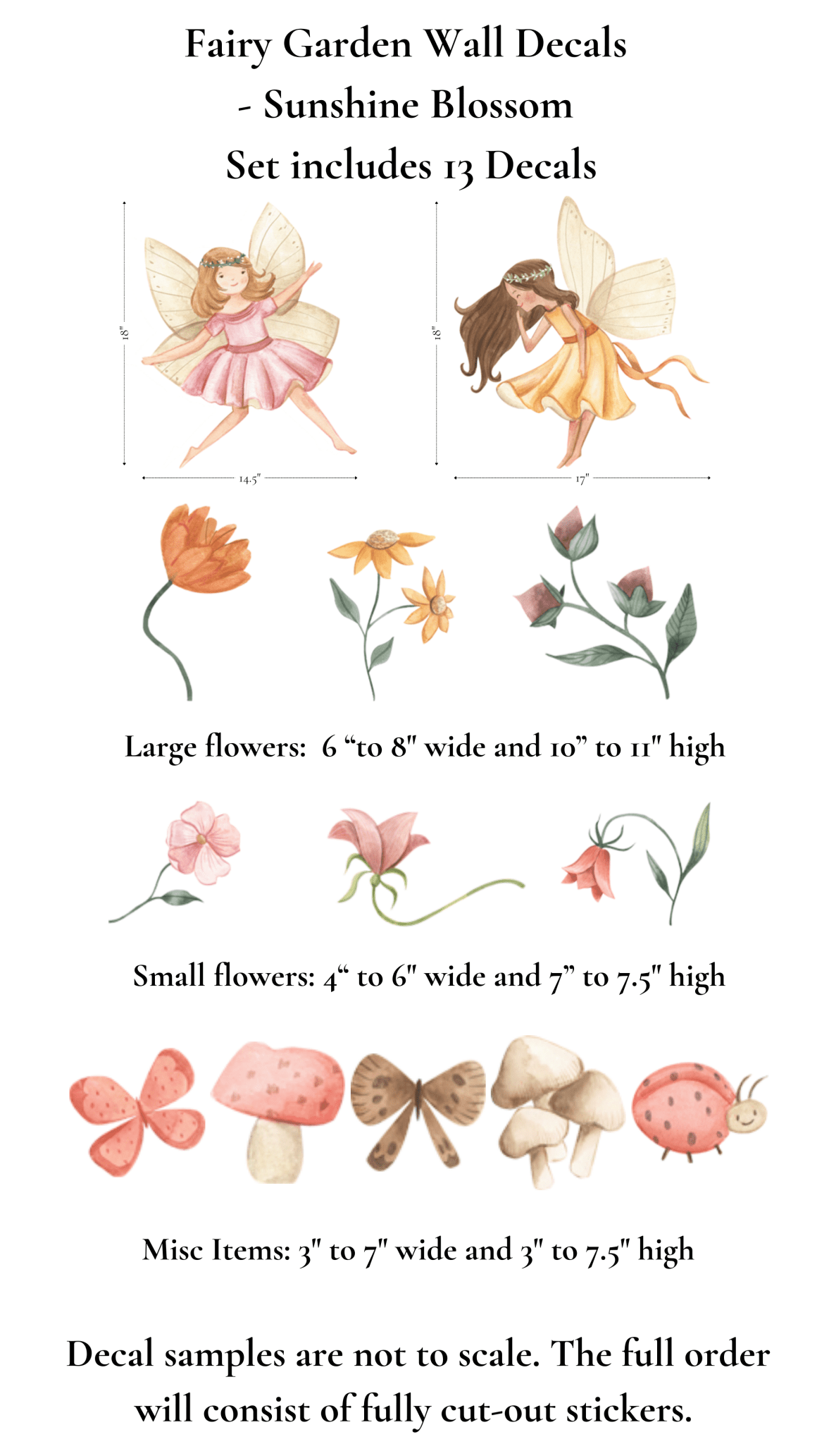 Fairy Garden Wall Stickers (Peel and Stick Decals)