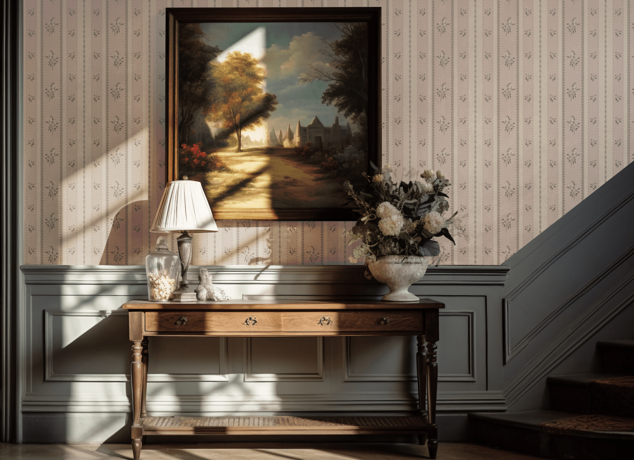 Easy Hang Wallpaper, Victorian Home Decor Style, Removable Wallpaper, Peel and Stick Wallpapers, Pink Stripe