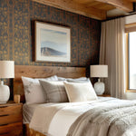 Folksy Wallpaper in a Vintage-Inspired Farmhouse Bedroom