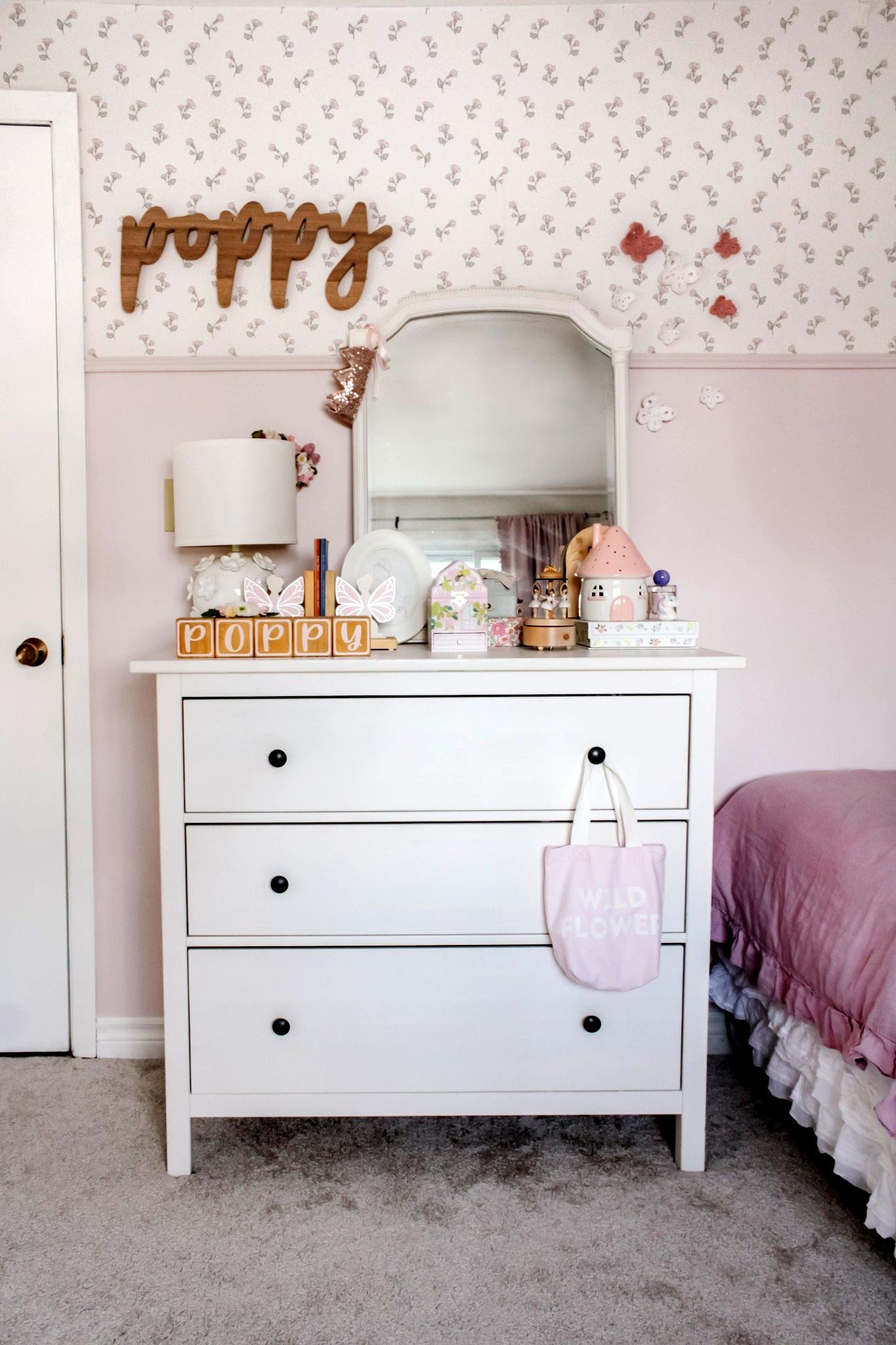 Green and Pink Flowers Peel and Stick Wallpaper