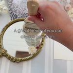 Beautiful tan paint paired with our Blue Stripe wallpaper. Perfect for any room!