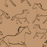 Close-up view of Racing Pony wallpaper featuring hand-drawn galloping horse pattern.