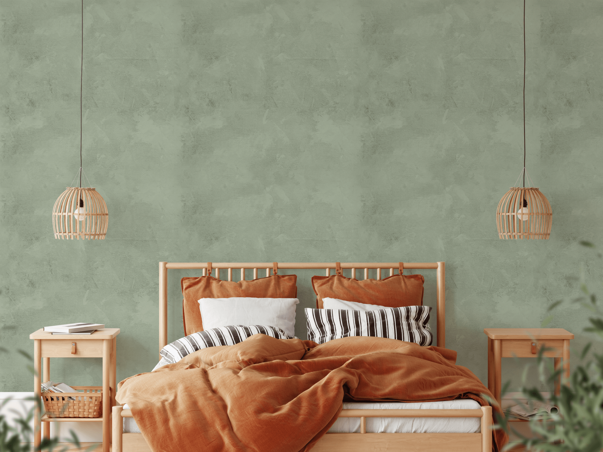 Sage Green Limewash Peel and Stick Wallpaper