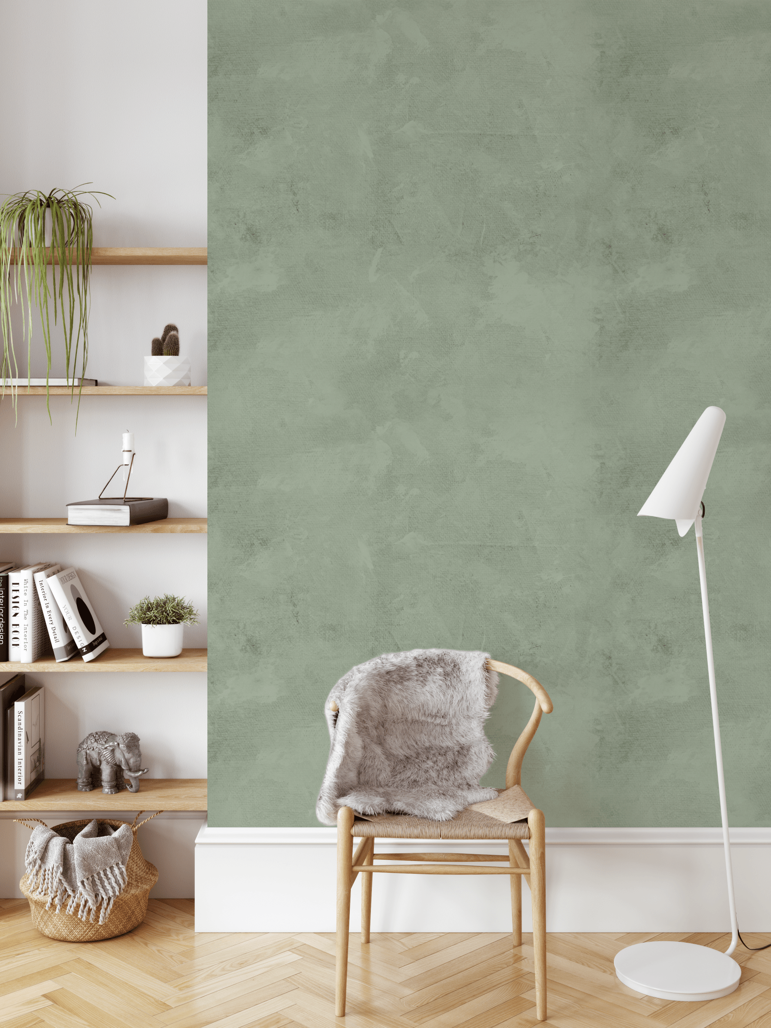 Sage Green Limewash Peel and Stick Wallpaper