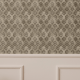 traditional pattern wallpaper above painted wall treatment in house interior