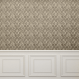 traditional wallpaper above wainscotting in house
