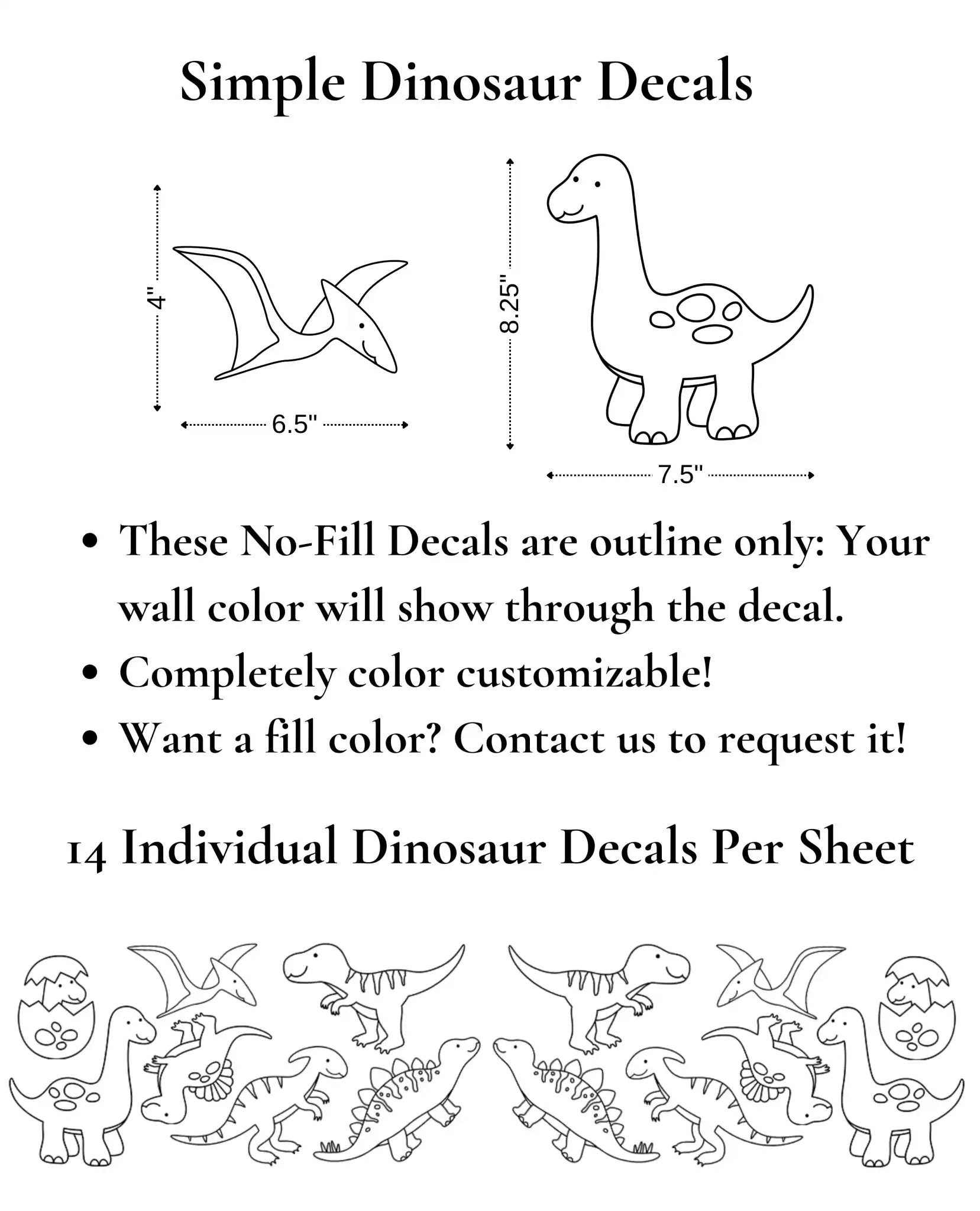 Simple Dinosaur Decals (Peel and Stick Decals)
