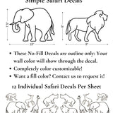 Simple Safari Animal Decals (Peel and Stick Decals)