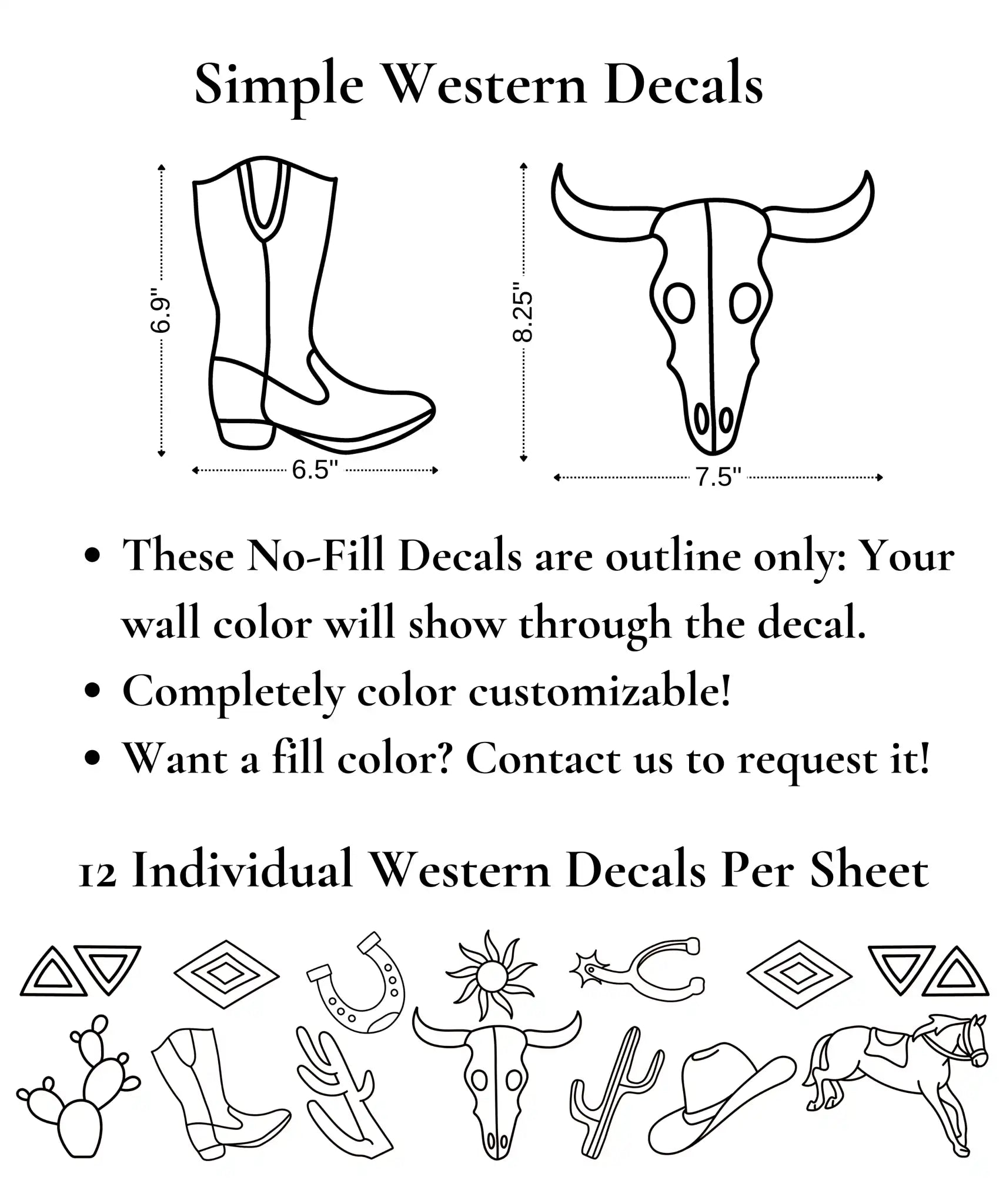 Simple Western Decals (Peel and Stick Decals)