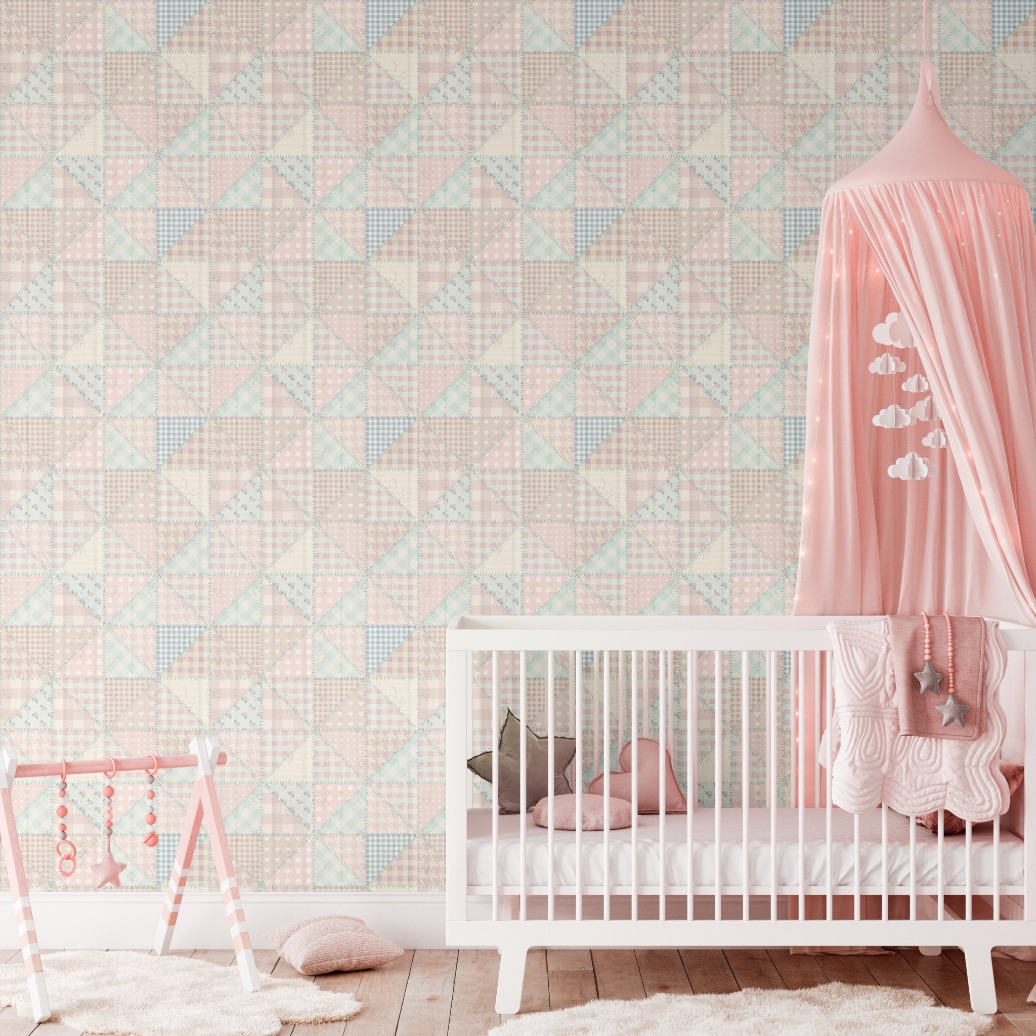 stitch wallpaper, baby girl nursery ideas
