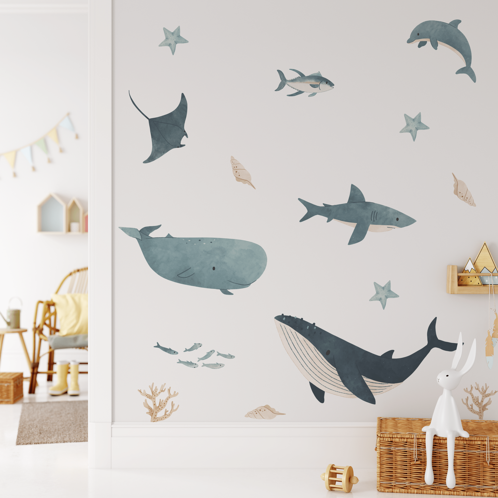 SHINING HOUSE Under The Sea Fish Wall Stickers Ocean Whale Wall Decals For Kids Room Baby Nursery Bathroom 84487517