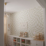 Wavy Checkerboard Peel and Stick Wallpaper